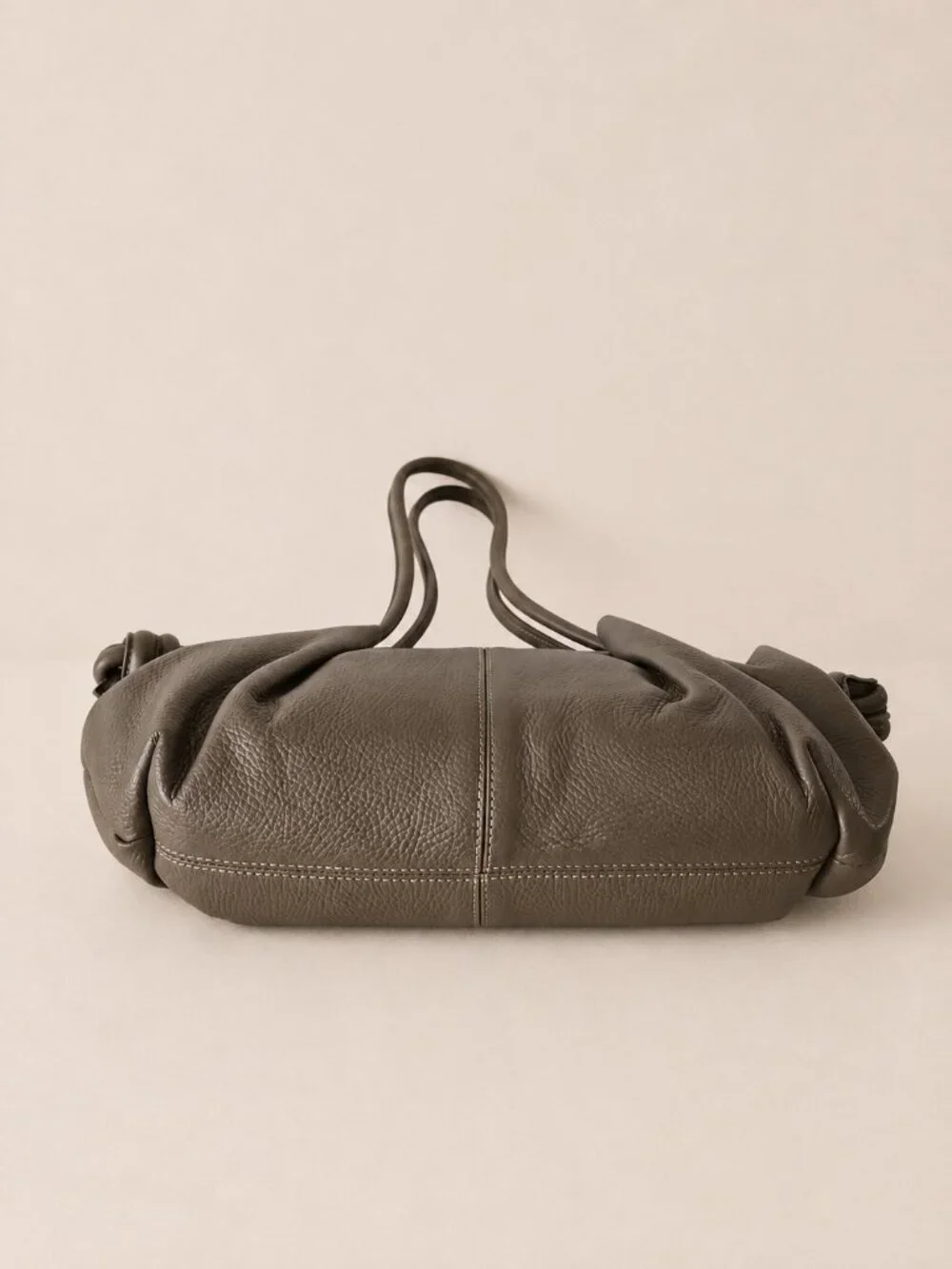 Taupe Italian Leather Shoulder & Crossbody Bag, Soft Gathered Leather Handbag